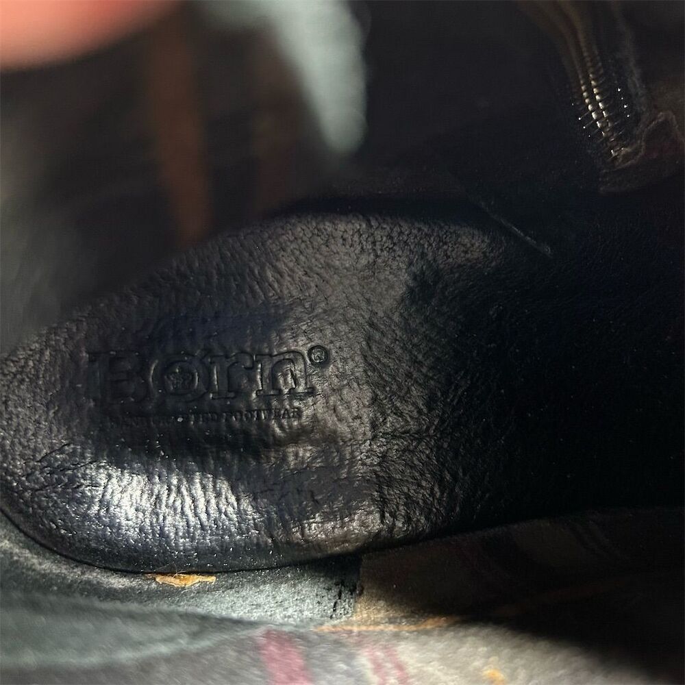 Born Women's Black Leather Ankle Booties Size 7.5 Casual Zip Buckle - Picture 10 of 11